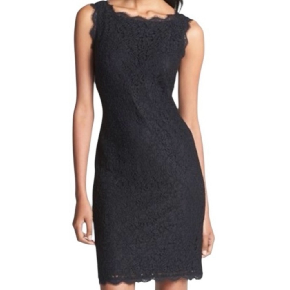 Adrianna Papell Black Lace Sheath Mini Dress